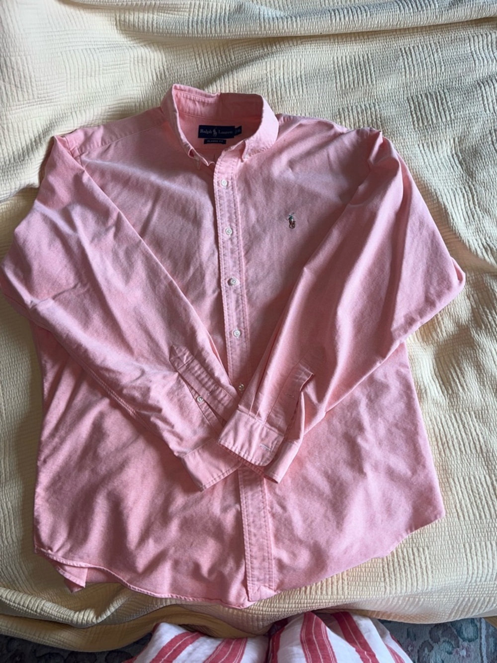 Men’s Ralph Lauren Classic Fit Peach Pink Button-Down Shirt | Size XL